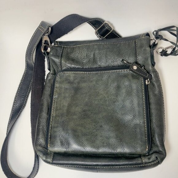 Fossil Womens Vintage Pebbled  Leather Dark Green Crossbody Bag - Picture 8 of 16